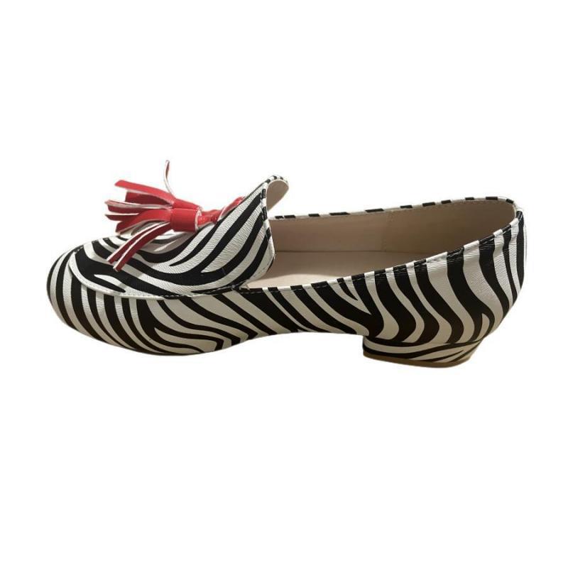 Spring And Autumn Tassel Low Heel Round Head 40-43 Low-cut Plus Size Leopard Print Casual Loafers foto 3