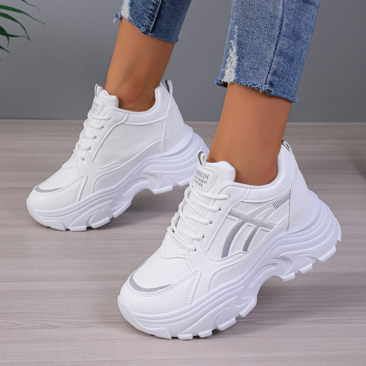 Women's Platform Lightweight Dad Shoes Wedge Sneakers foto 5