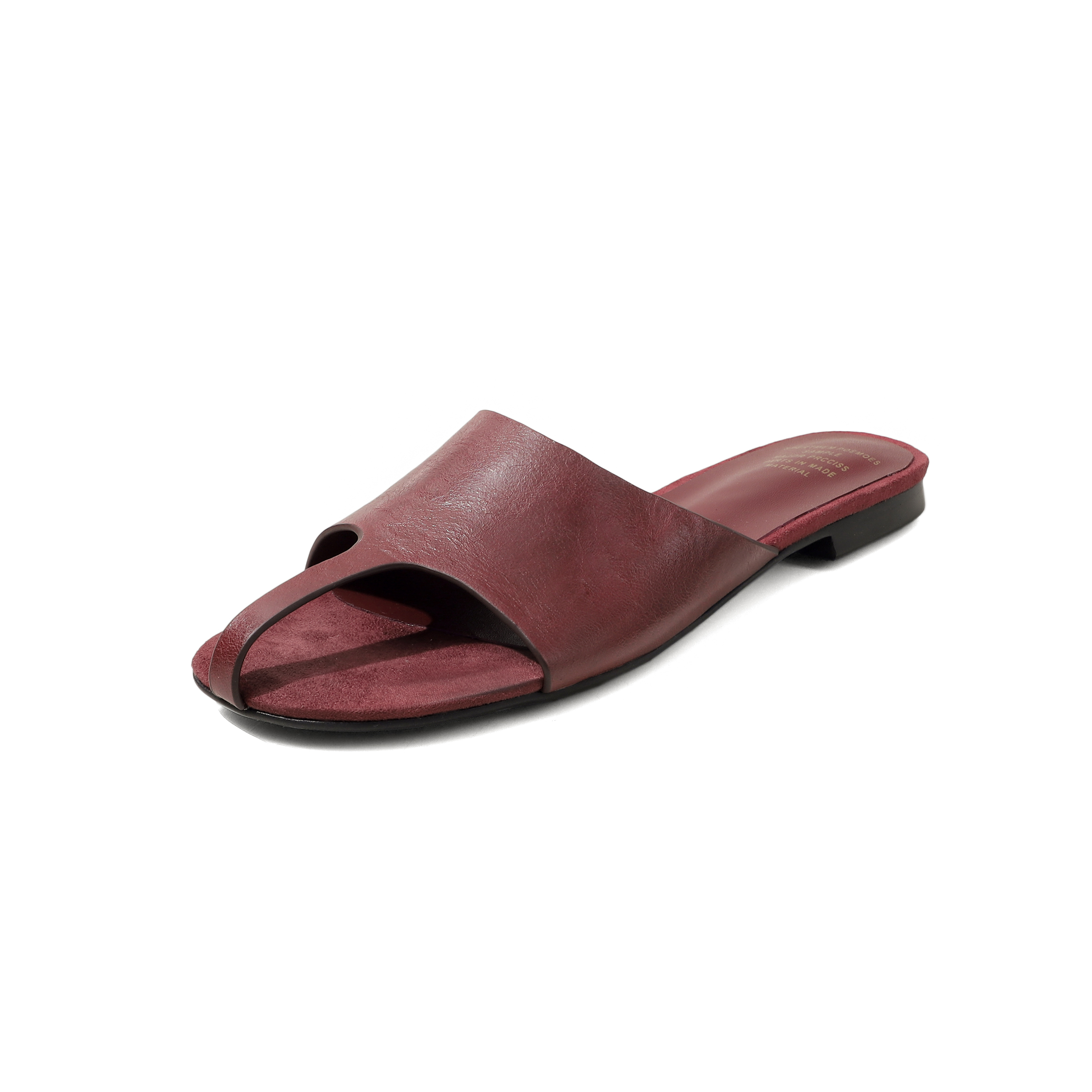 Women's Handmade Full-Grain Leather T-Strap Flat Slide Sandals, Sheepskin Lined Retro Quiet Luxury Mules foto 2