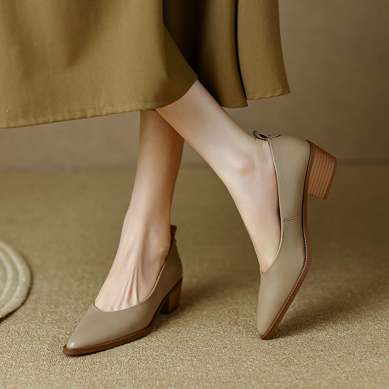 Womens Sheepskin Low-cut Heels foto 2