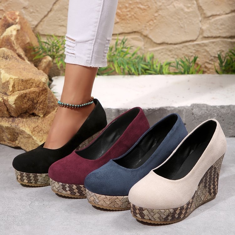 Women's Plus Size Wedge Heel Pumps - Casual Dressy Slip-On Formal Work Shoes
