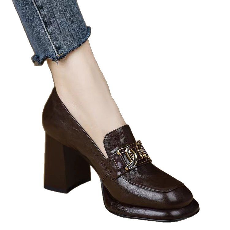 British Style Round Head Thick Bottom Deep Mouth Pumps Women's Autumn New foto 5