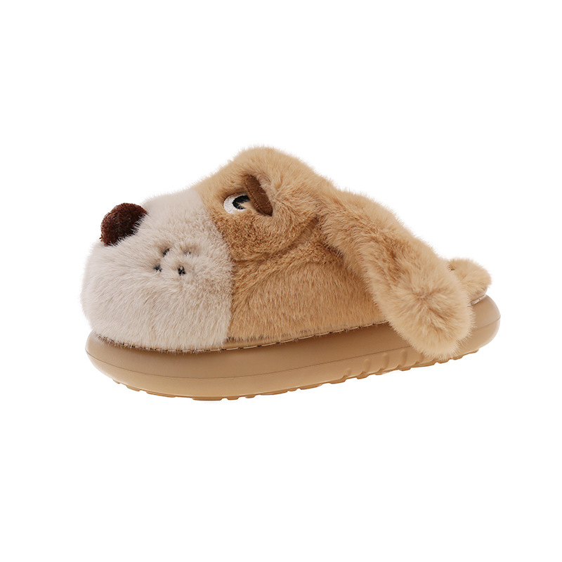 Home Indoor Non-slip Plush Warm And Cute Puppy Closed-toe Slippers foto 2