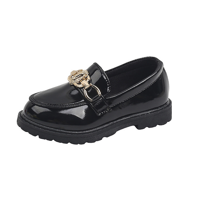Children's Small Leather Shoes Black Soft End British Style foto 5