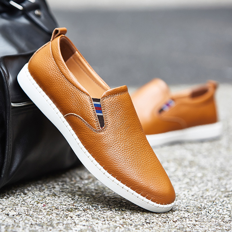 Spring And Autumn Men's Casual Cowhide Flat Sneakers foto 5