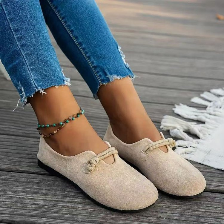 Ultra-soft Sweet Suede Round-toe Flat Lace-up Womens Shoes foto 3
