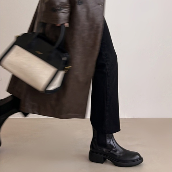 Womens British-style Dr Ankle Boots With Chunky Heels foto 2