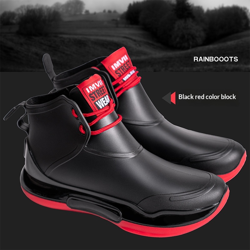 Cross-border Couple's Lace-up Unisex Camping Rain Non-slip Fishing Boots foto 4