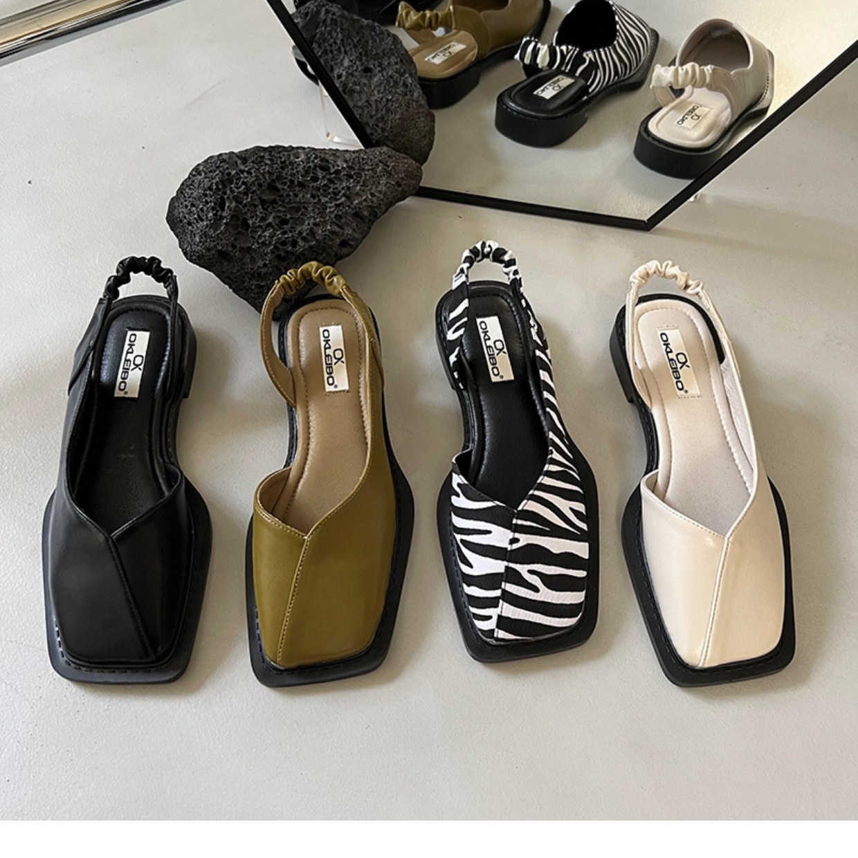 Women's Fashion Square Head French Retro Sandals foto 2