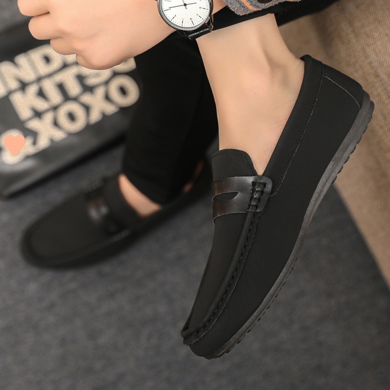 Men's Fall Korean Trend Casual Soft Leather Shoes All-matching Slip-on foto 3
