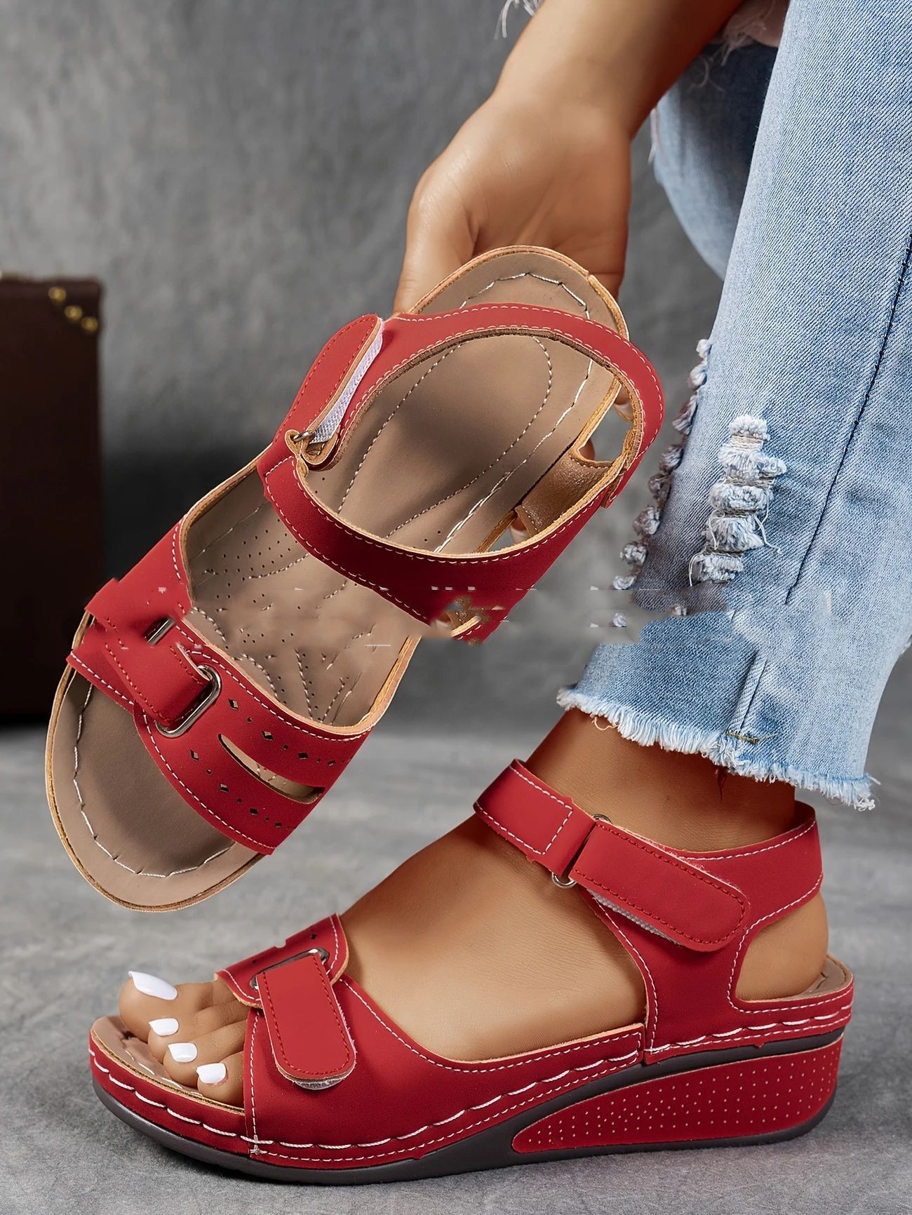 Thick Bottom Plus Size Strap Sandals foto 5