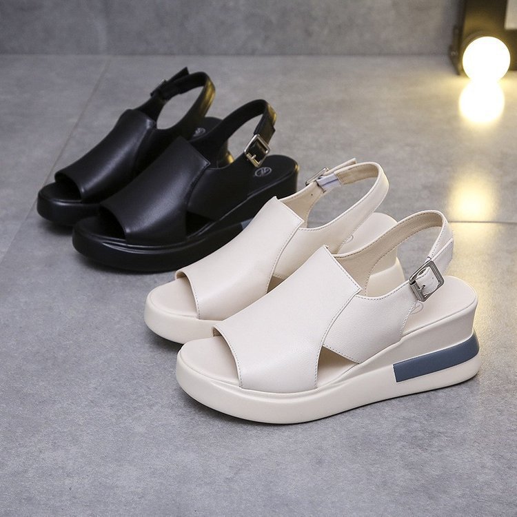 Women's Platform Wedge Shoes - Fishmouth Style Summer Sandals foto 4