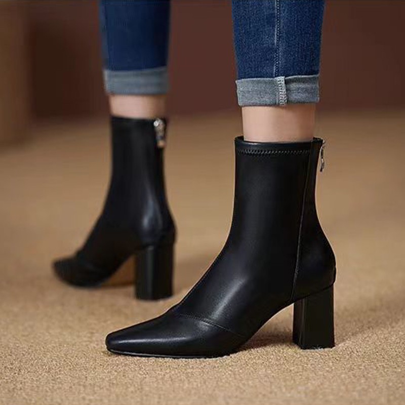 Soft Leather Back Zipper With Velvet To Show Skinny Boots foto 4