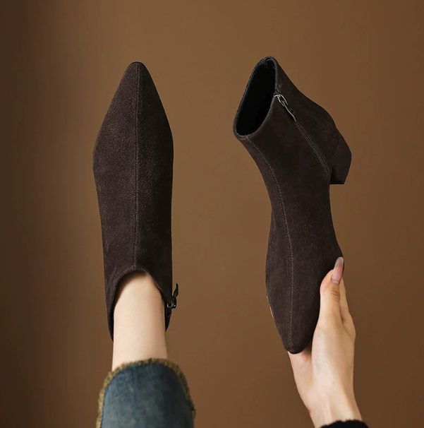 Low-heeled Cowhide Suede Women's Ankle Boots foto 5
