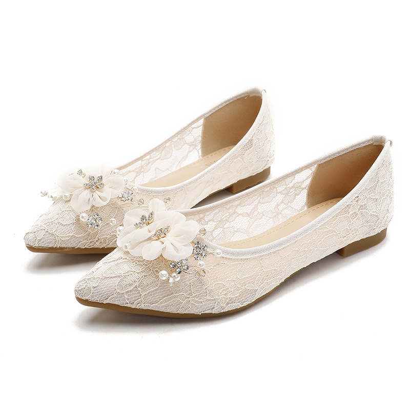 French Ethnic Minority High Sensitivity Apricot Wedding Shoes