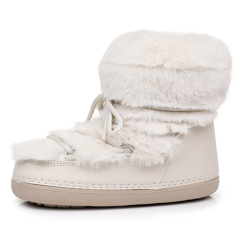 Women's Short Thin-soled Fur-lined Snow Boots foto 4