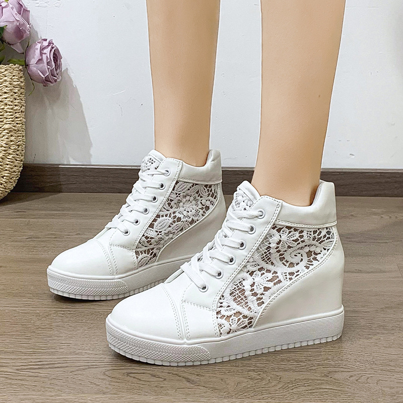 Women's Hidden Heel Platform Hollow Lace Sneaker foto 3