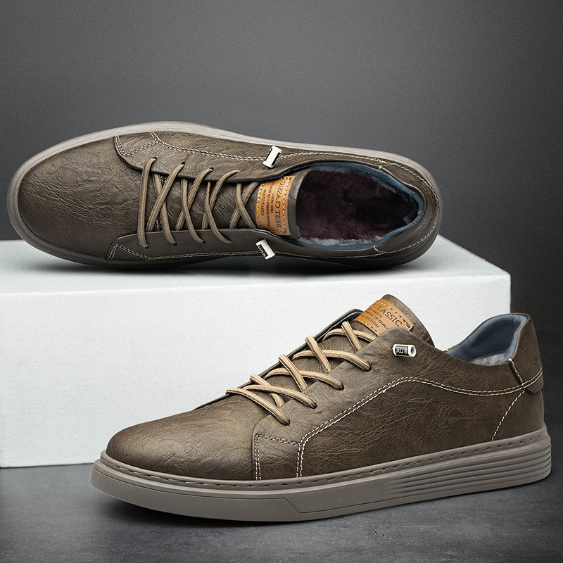 Two-layer Cowhide Casual Sneakers Low-top Men's Shoes foto 5