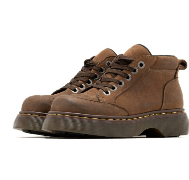 American Retro Brown Matte Leather Thick-soled Dr. Martens Boots foto 5