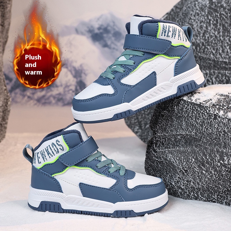 Casual Leather Sports Board Shoes High-top Velvet Thermal foto 5