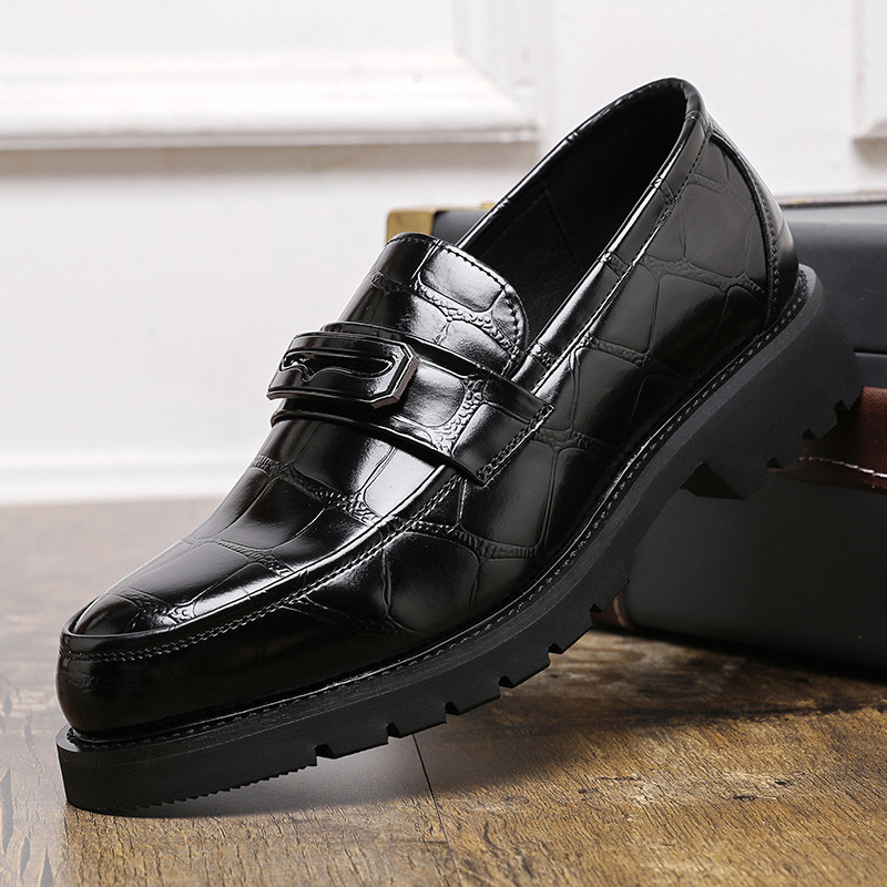 Thick-soled British Fashion Men's Round Head Leisure Leather Shoes foto 3