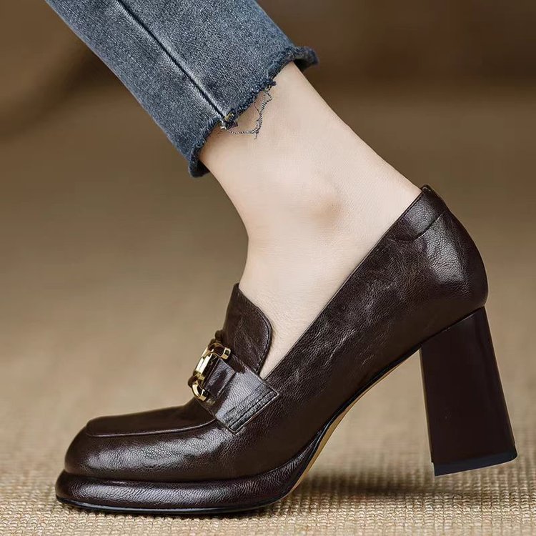 British Style Round Head Thick Bottom Deep Mouth Pumps Women's Autumn New foto 3