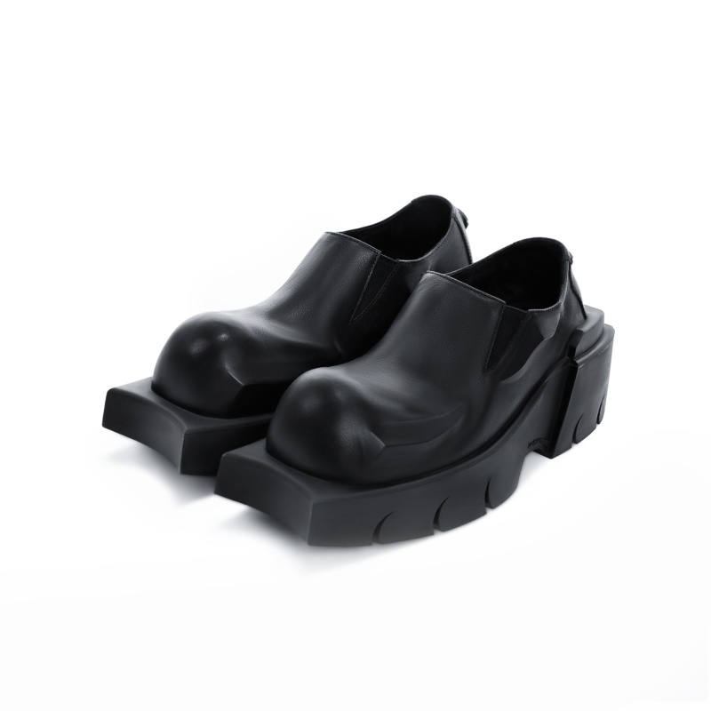 Round Head Derby Platform Shoes Devil Horn Cowhide Leather Low Top foto 2