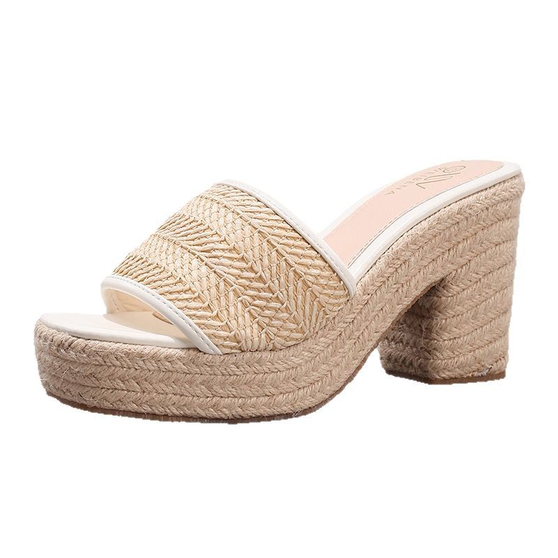 Hemp-rope Wedge Espadrilles With A Strappy High Heel foto 2