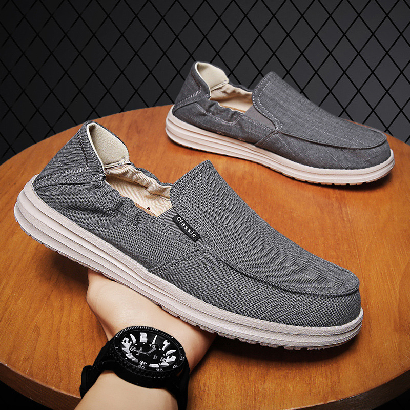 Plus Size Men's Canvas Shoes One Pedal Loafer Cloth Shoes foto 3