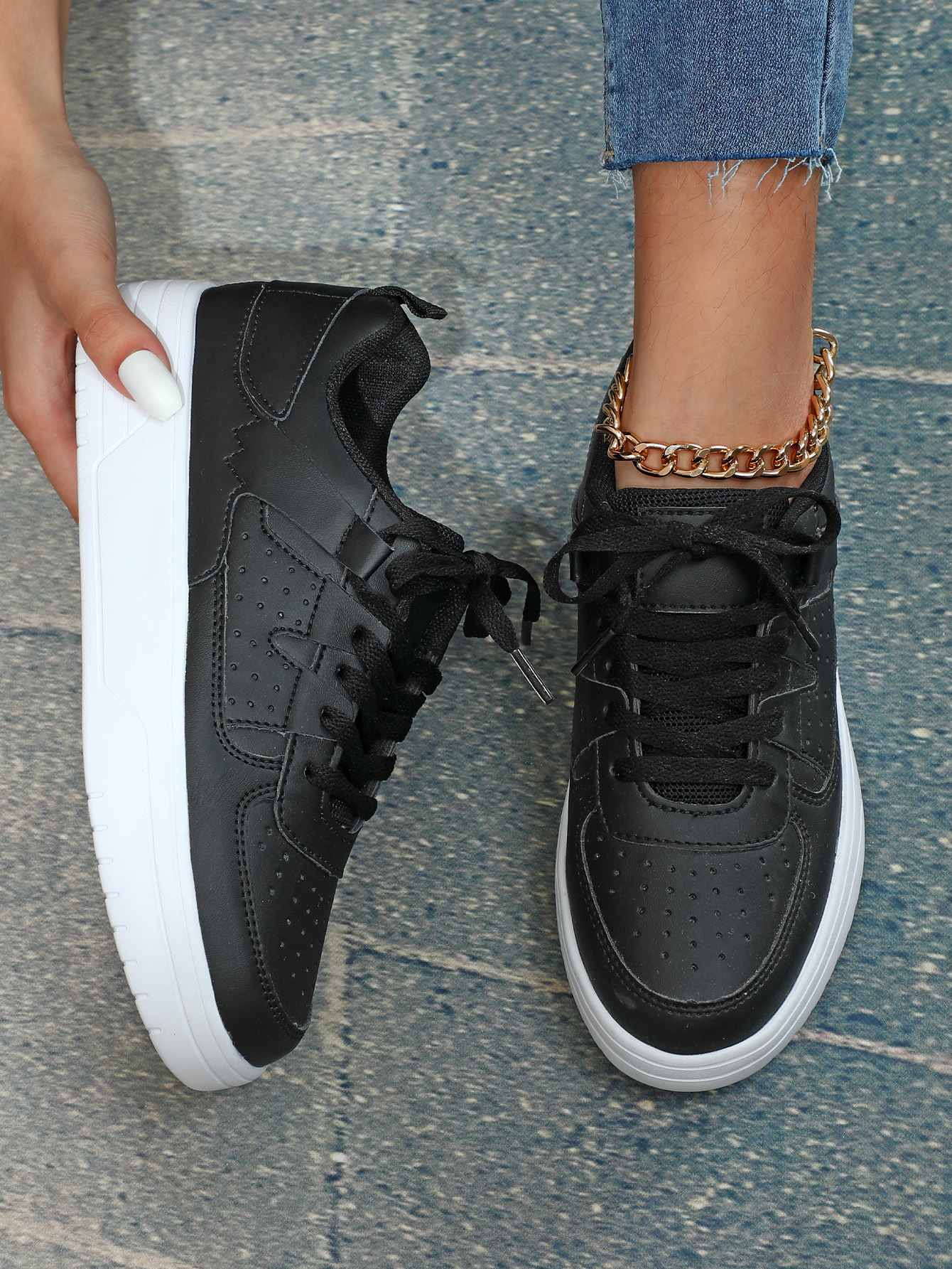 Ins European And American Fashion Platform Couple's Soft Bottom Comfortable Board Shoes Can Be Tie Up foto 3