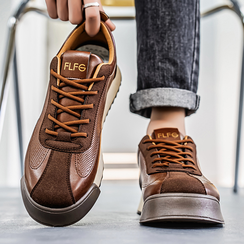 Black Work Casual Leather Shoes Low-cut foto 4