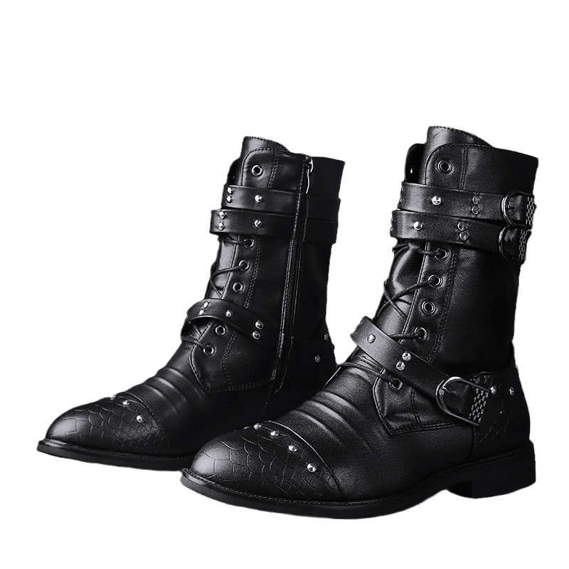 Middle Tube Leather Boots Ceremonial Motorcycle Men's Martin Performance foto 5