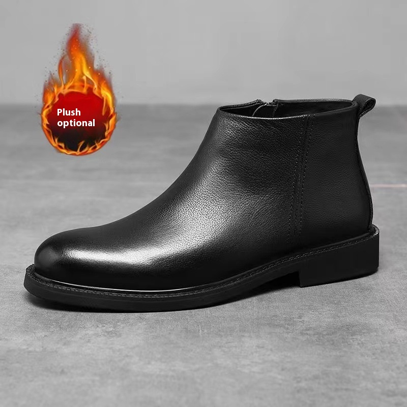 Men's Leather Shoes Solid Color Chelsea Boots foto 2