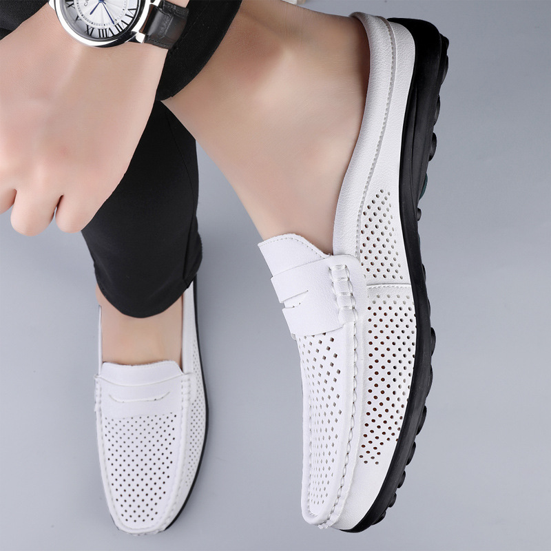 Casual Hollow Leather Shoes Breathable Half Slippers foto 5