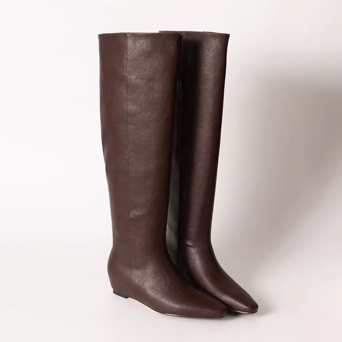 Retro Style Square Toe Flat Bottom Tall Knight Boots foto 3