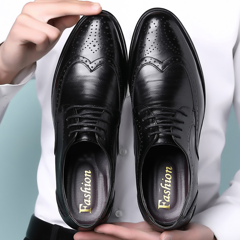 Block Carved Casual Leather Shoes For Men foto 3