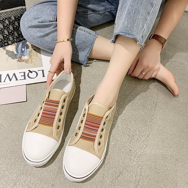 Women's Retro Zipper Fashion Patchwork Canvas Shoes foto 4