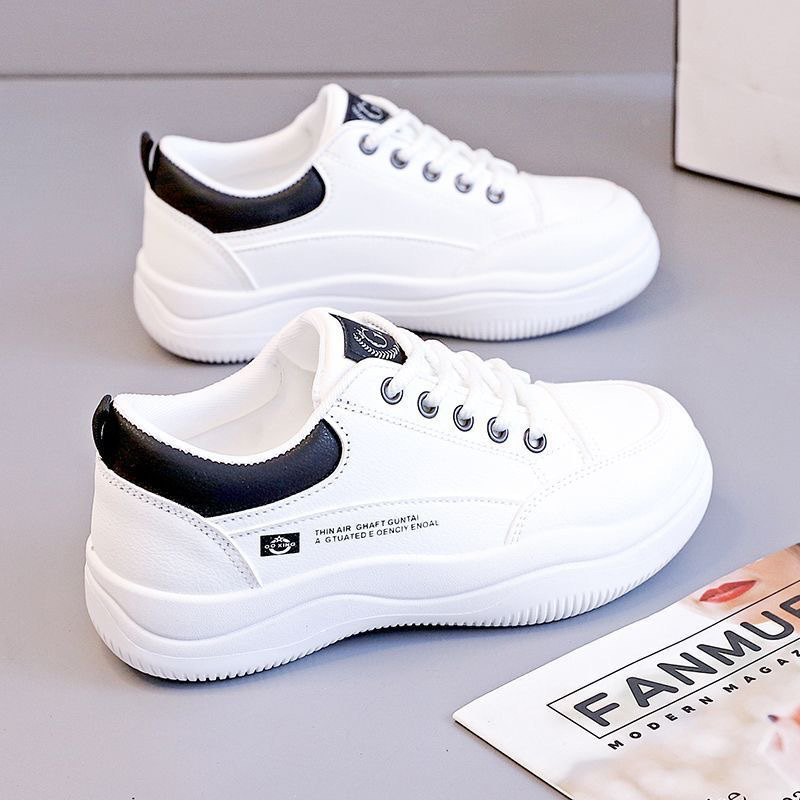 Women's Korean-style All-match Leather White Shoes foto 3