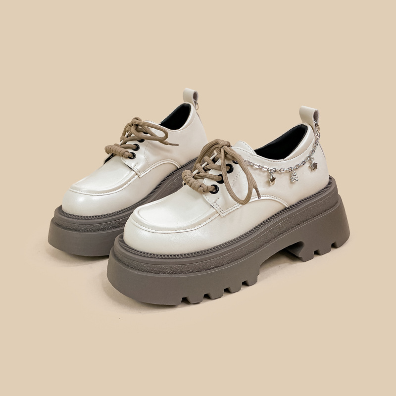 Amy And Mai British Style White Platform Leather Shoes foto 5