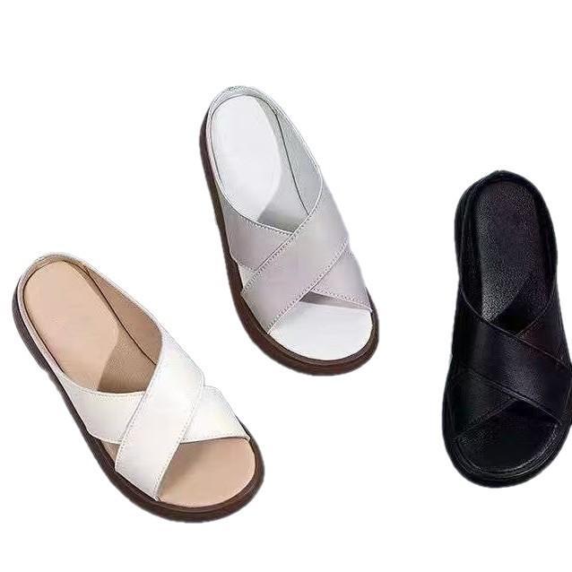 Round-toe Open-toe Non-slip Cross-strap Womens Outdoor Slippers foto 2