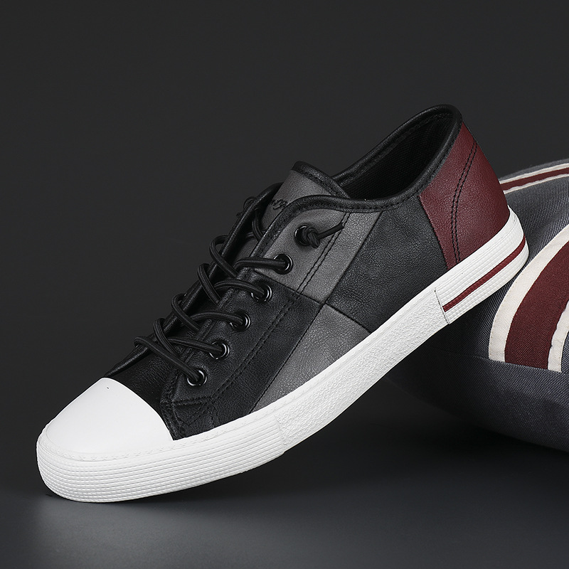 Men's New Fashionable All-match Color Matching Color Contrast Leather Shoes With Rubber Sole foto 2