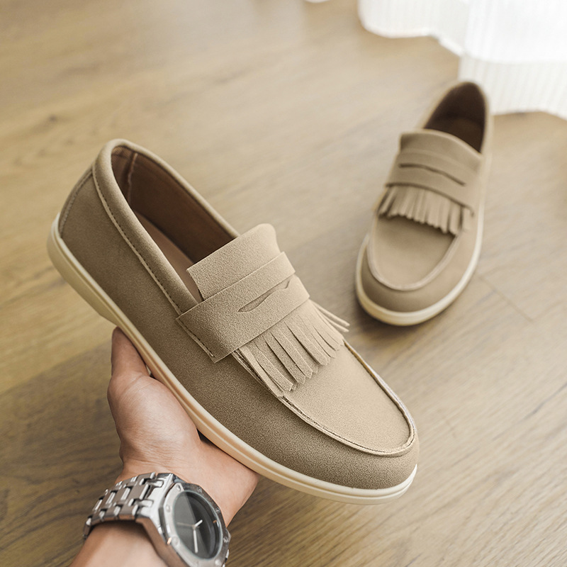 Mens Matte Leather Loafer Slip-on Shoes foto 2