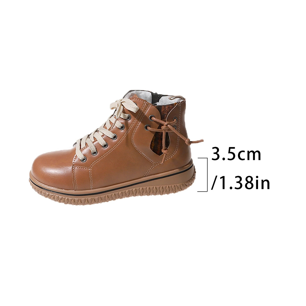Women's Flat Heel Martin Boots Lace-up Zip Cotton-padded foto 3