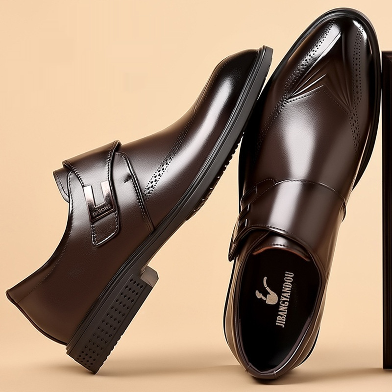 Mens Leather Shoes Made From Full-Grain Cowhide With A Pipe-Shaped Toe foto 3