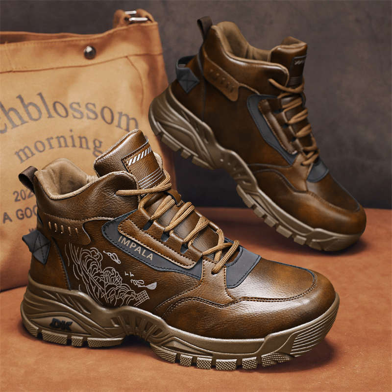 All-match Leather Facing Wear-resistant Labor Protection High-top Tide Shoes foto 2