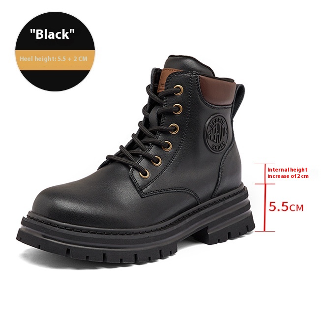 Genuine Leather Elevator Martin Boots Women's Thick Bottom All-matching foto 4