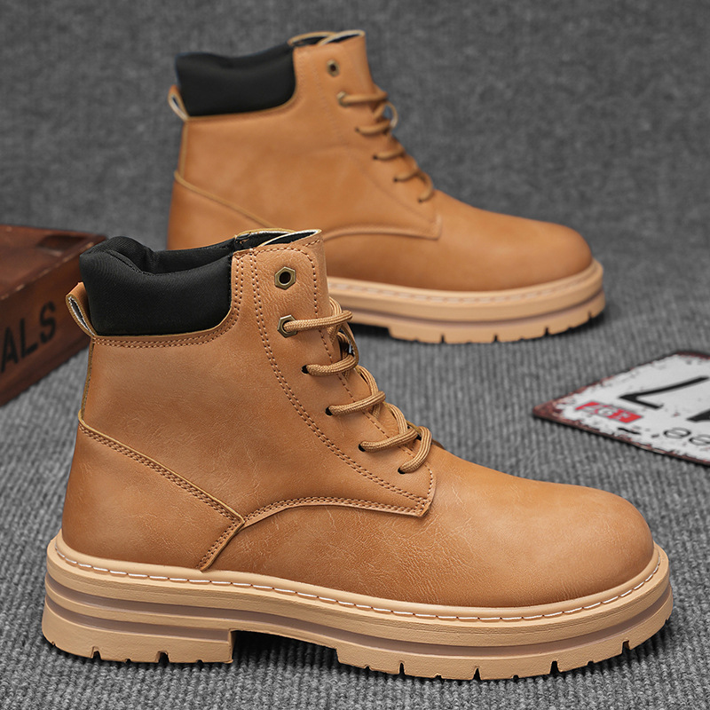 Thick-soled Labor Protection Outdoor Mountaineering Sports Men Leather Boots foto 4
