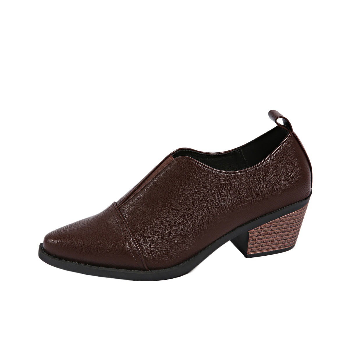 New Spring And Autumn Pointed-toe Chunky-heel Casual Low-top Shoes