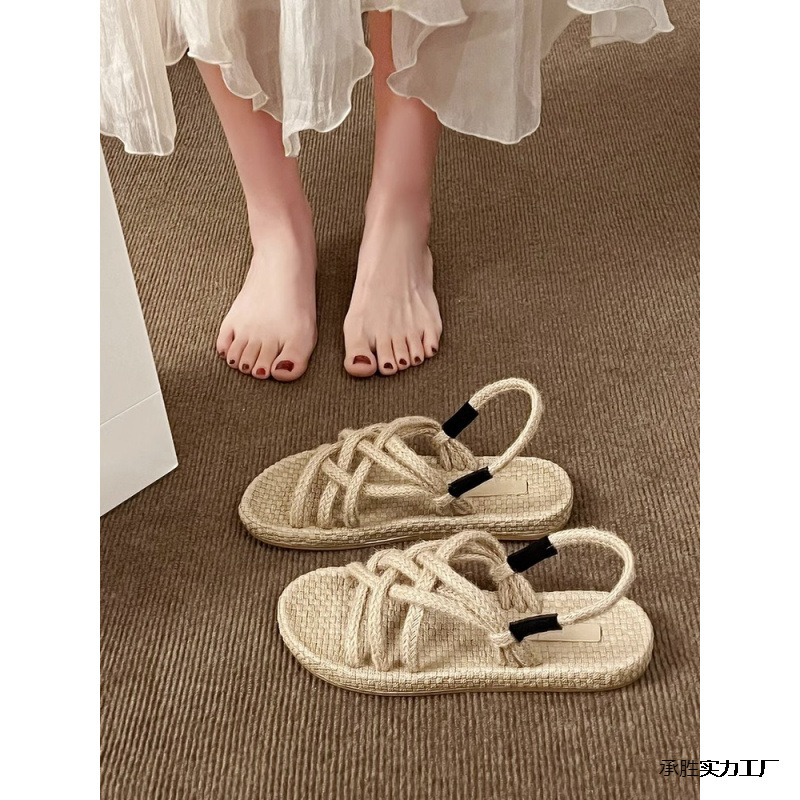 Braided Hemp Rope Sandals Female Student All-matching foto 2