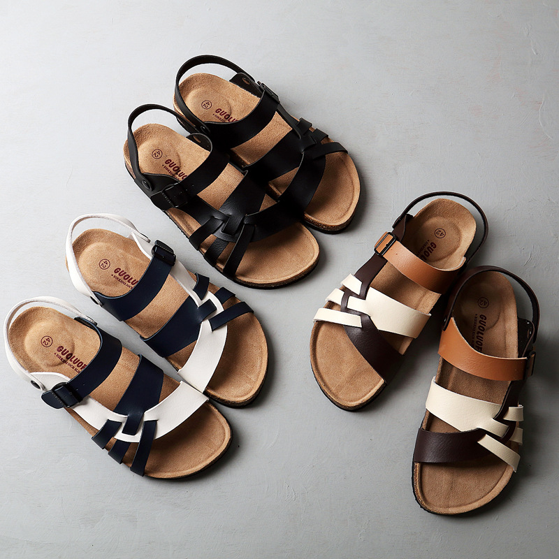 Men's Simple Hollow-out Flat Cork Slippers foto 2